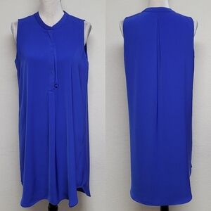 Gibson Latimer Royal Blue Sleeveless Quarter-Zip High Low Rounded Hem Mini Dress